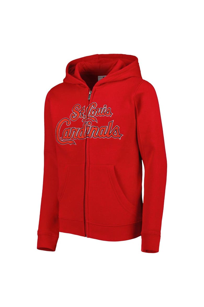 Youth Red St. Louis Cardinals Wordmark Full-Zip Fleece Hoodie, Alternate, color, Red
