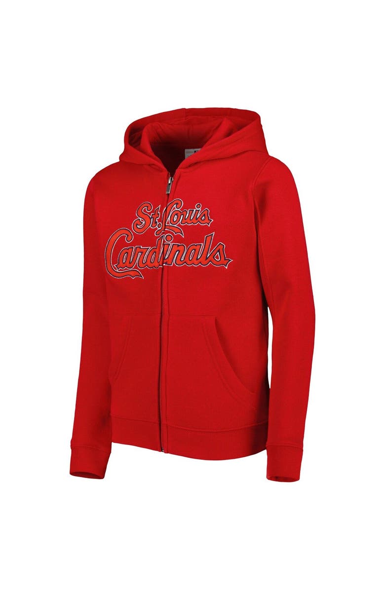 Outerstuff Youth Red St. Louis Cardinals Wordmark Full-Zip Fleece Hoodie, Alternate, color, Red