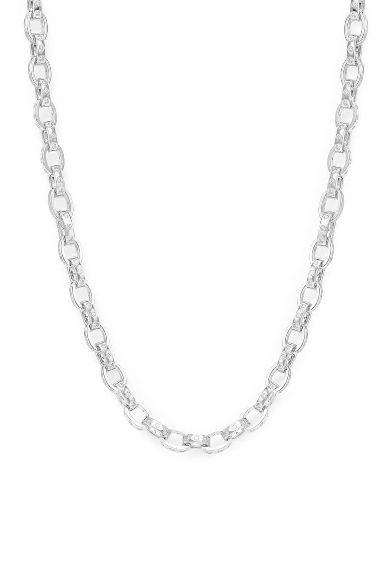 Ashley Cubic Zirconia Chain Link Necklace, Main, color, SILVER-WHITE