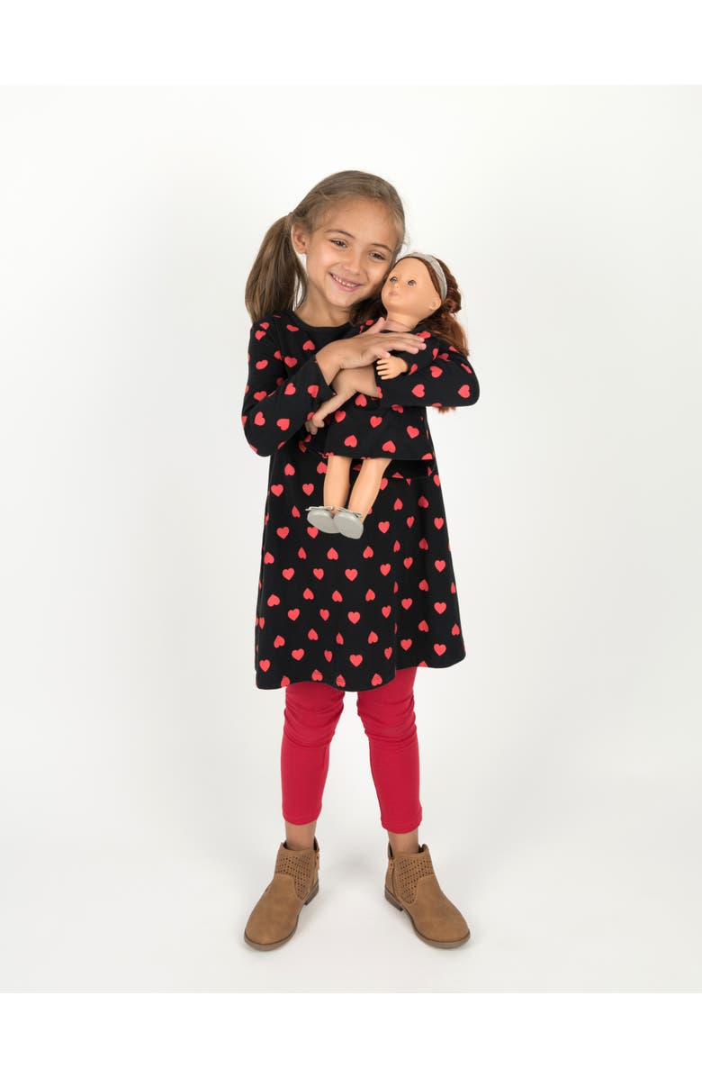 Leveret Girls Cotton Dress with Matching Doll Dress, Printed Design, Main, color, Hearts