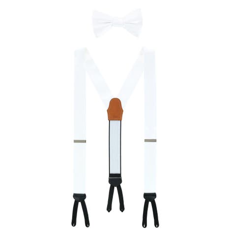 Sutton Solid Color Silk Brace and Bow Tie Combo
