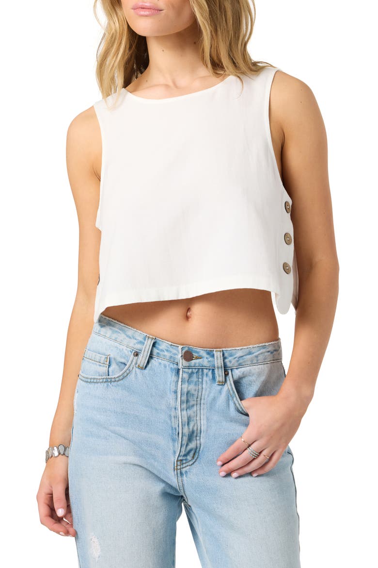 Sanders Side Button Crop Tank, Main, color, WHITE