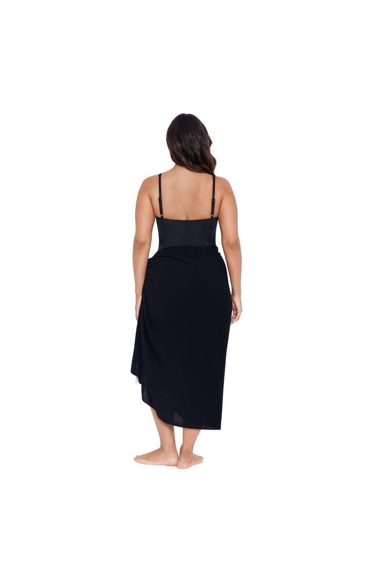 Trimshaper Adjustable Side Tie Tassel Pareo Swimsuit Coverup, Alternate, color, Black