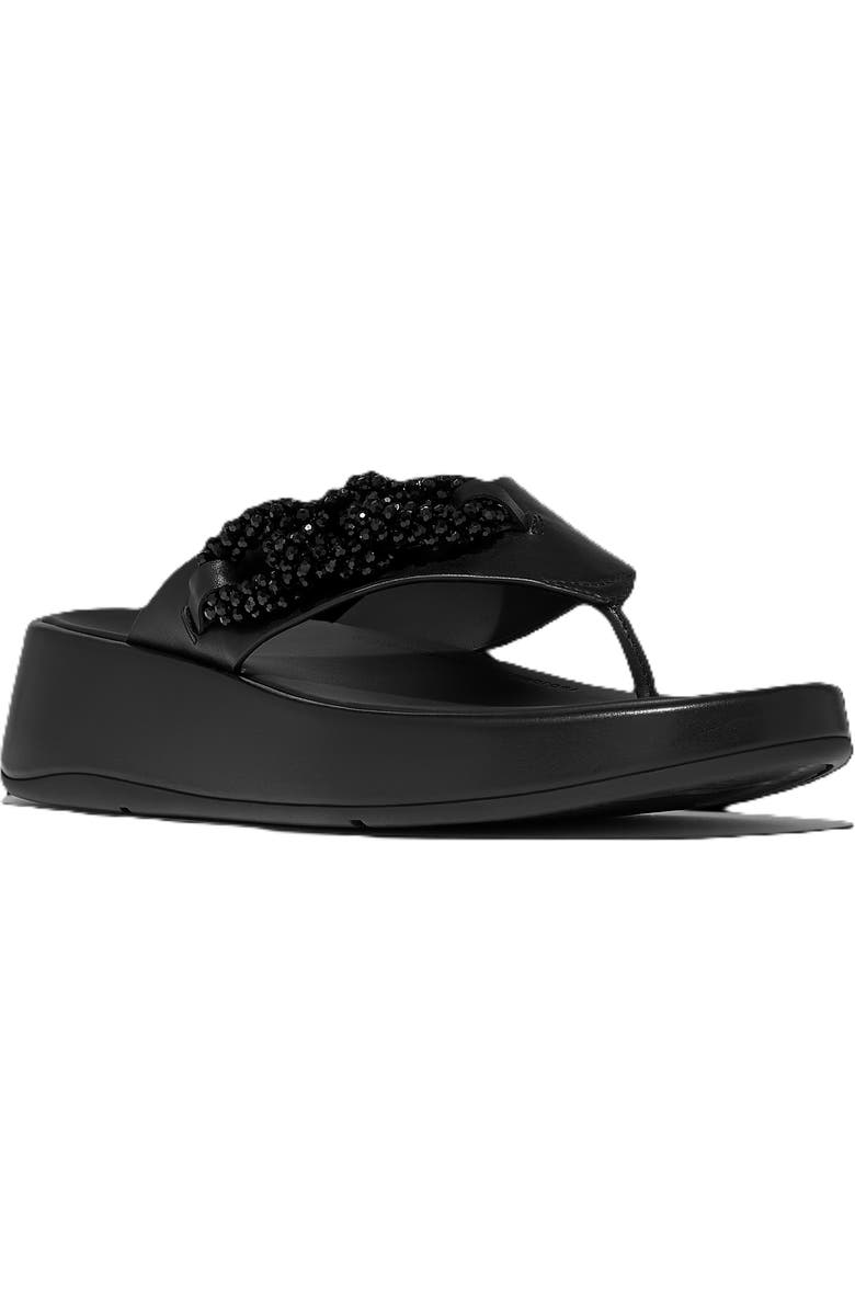 FitFlop F Mode Beaded Chain Toe Post Sandals, Main, color, Black