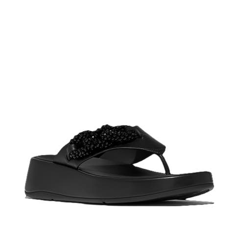 F Mode Beaded Chain Toe Post Sandals