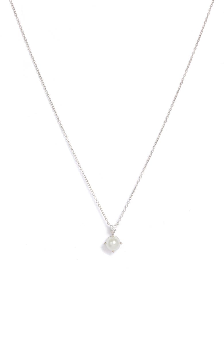 Nordstrom Sterling Silver & Freshwater Pearl Pendant Necklace, Main, color,