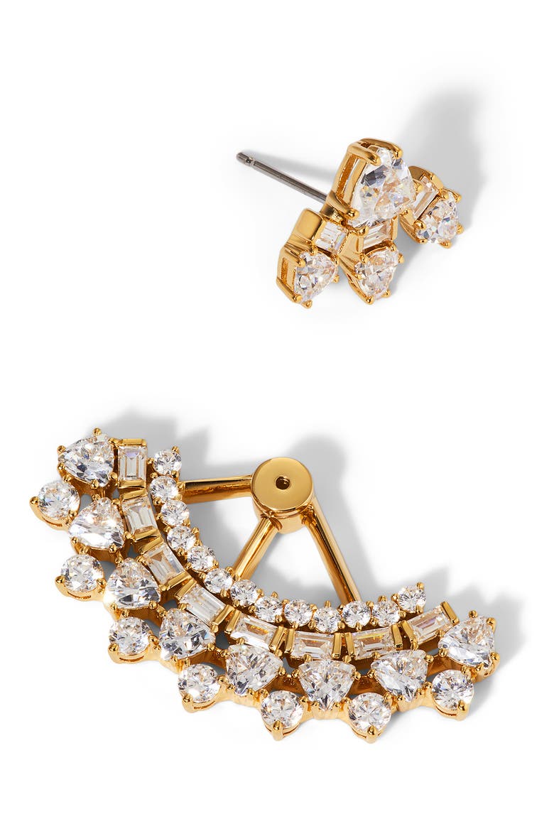 Luxor Fan Crystal Jacket Earrings, Alternate, color, GOLD