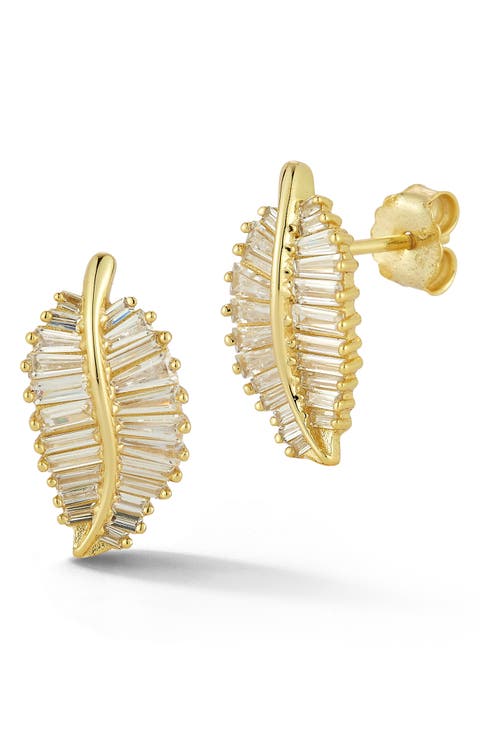 Sterling Silver Leaf Stud Earrings