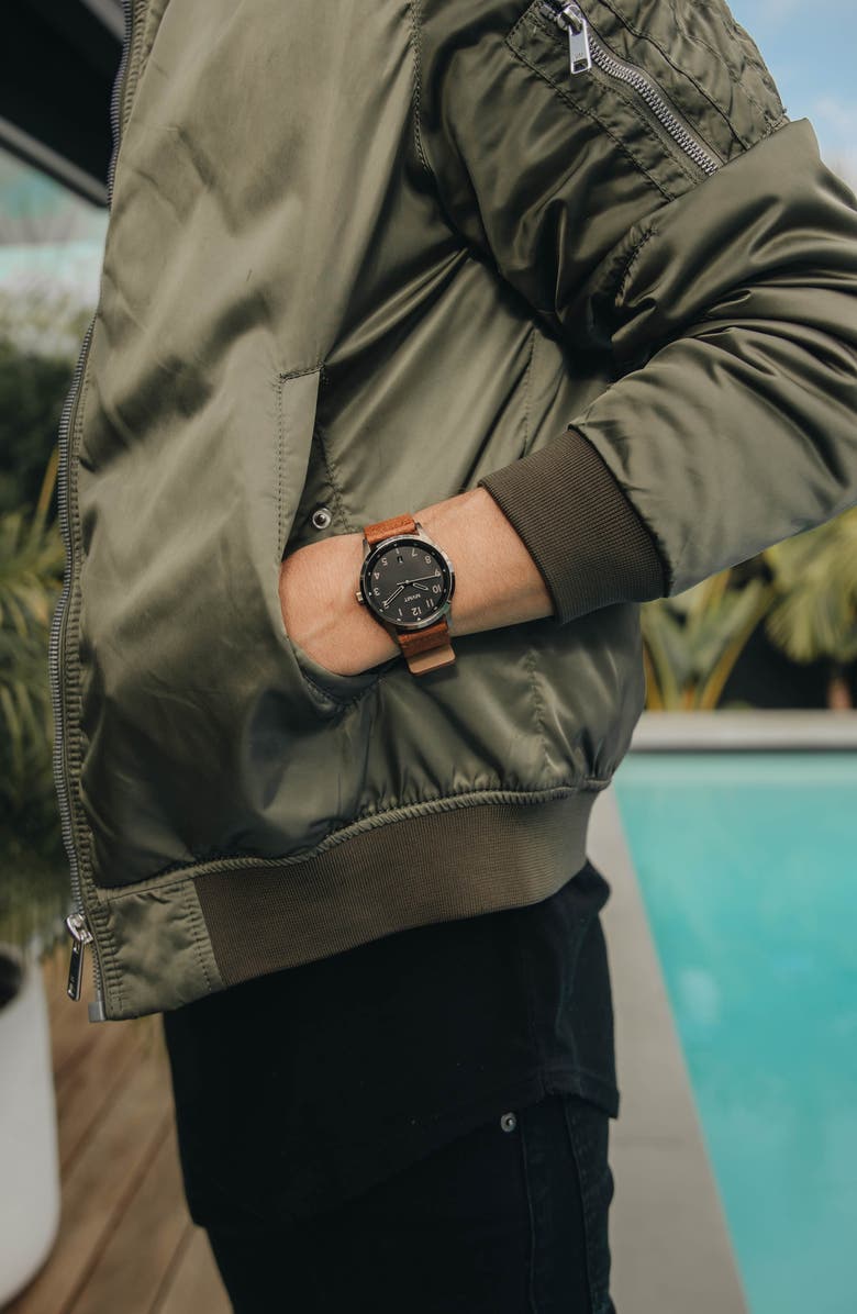 MVMT WATCHES MVMT Field Nomad Leather Strap Watch, 41mm, Alternate, color, 