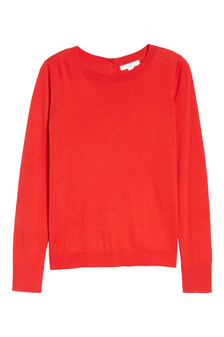 Button Back Sweater, Alternate, color, RED CHINOISE