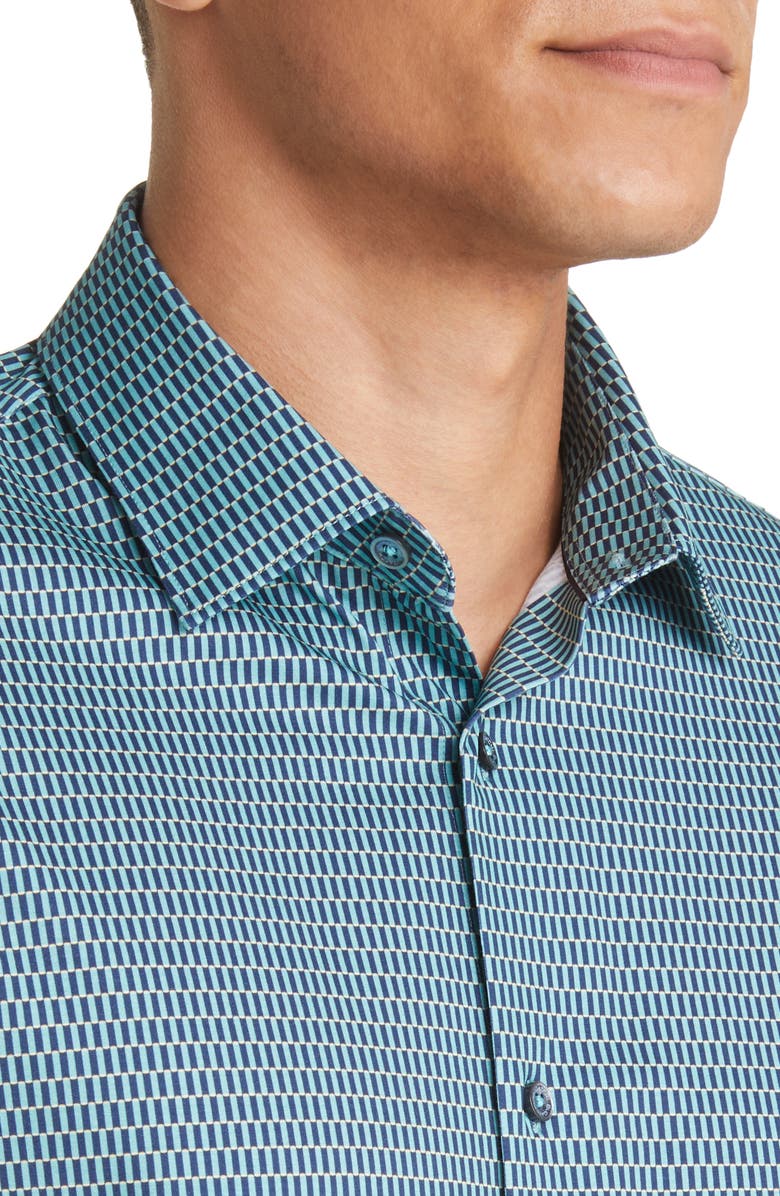 Bugatchi OoohCotton<sup>®</sup> Print Stretch Short Sleeve Button-Up Shirt, Alternate, color, 