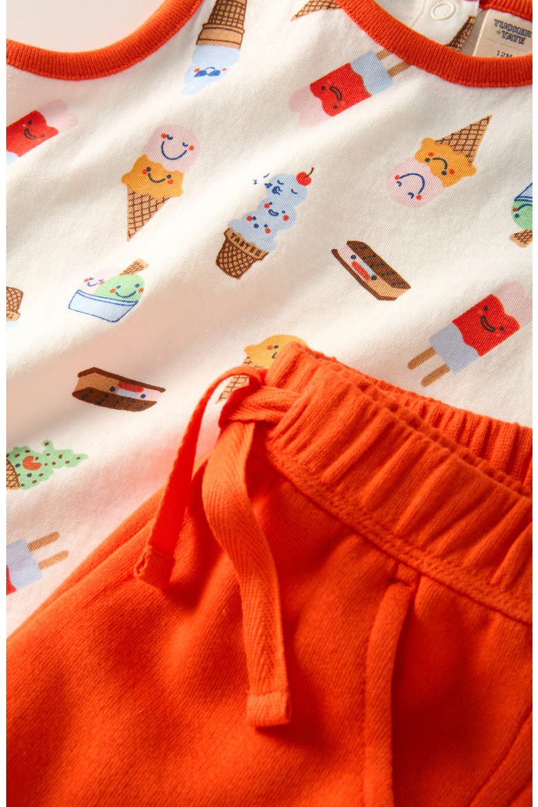 Print Tank & Shorts Set, Alternate, color, IVORY ICE CREAM PARTY- ORANGE