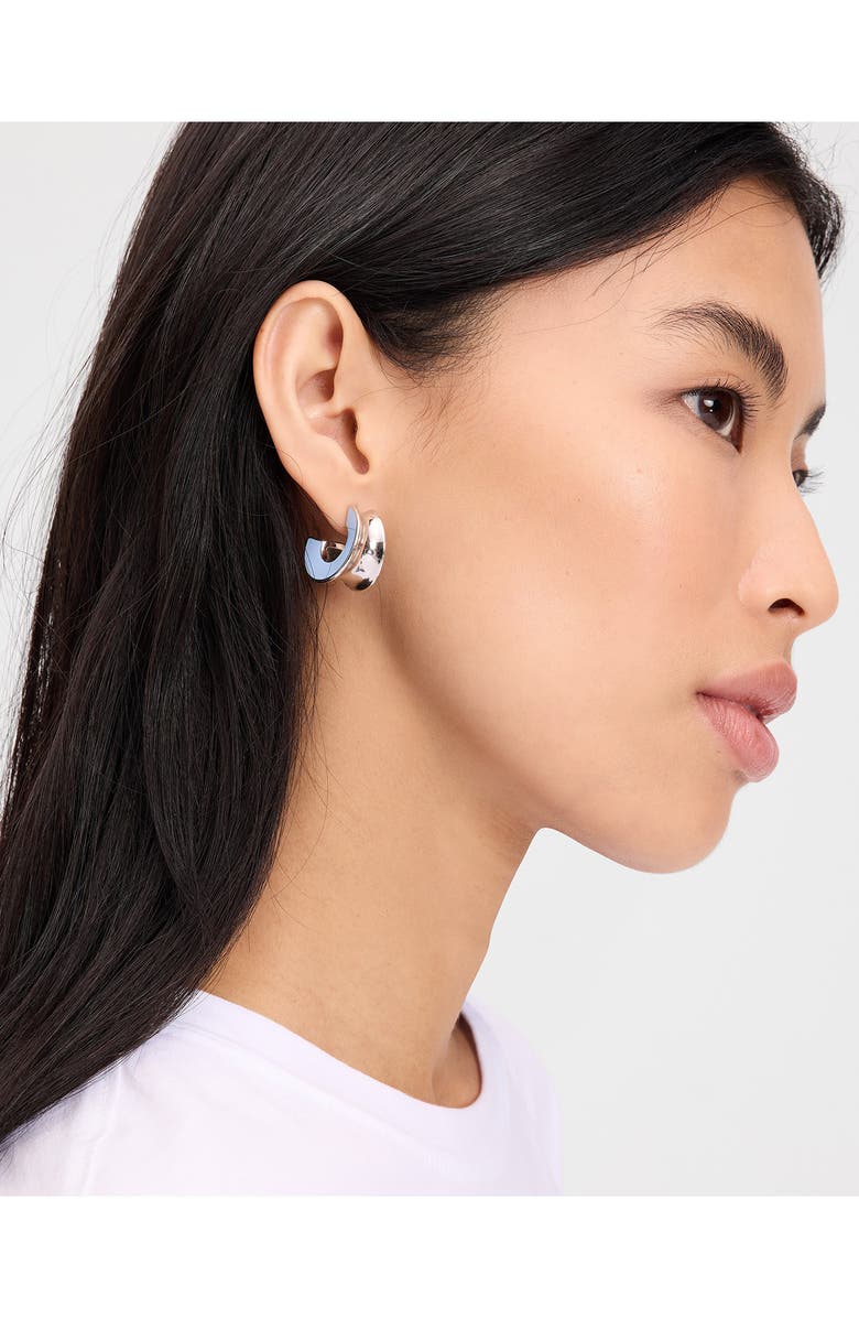 Kate Spade New York small enamel hoop earrings, Alternate, color, Turquoise.