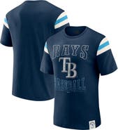 Darius Rucker Collection by Fanatics Men's Darius Rucker Collection by Fanatics Navy Tampa Bay Rays Distressed Sleeve Stripe T-Shirt
