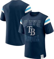 Darius Rucker Collection by Fanatics Men's Darius Rucker Collection by Fanatics Navy Tampa Bay Rays Distressed Sleeve Stripe T-Shirt