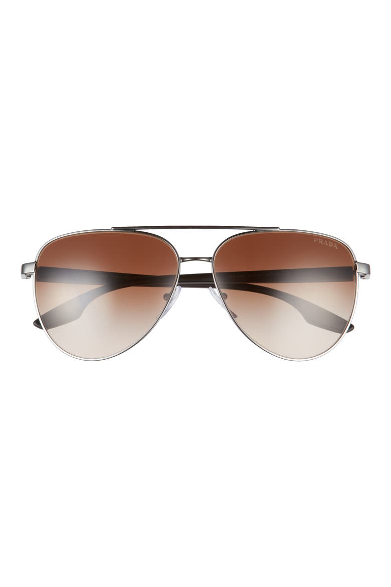 Marc Jacobs 61mm Aviator Sunglasses, Main, color, GUNMETAL/ BROWN GRADIENT