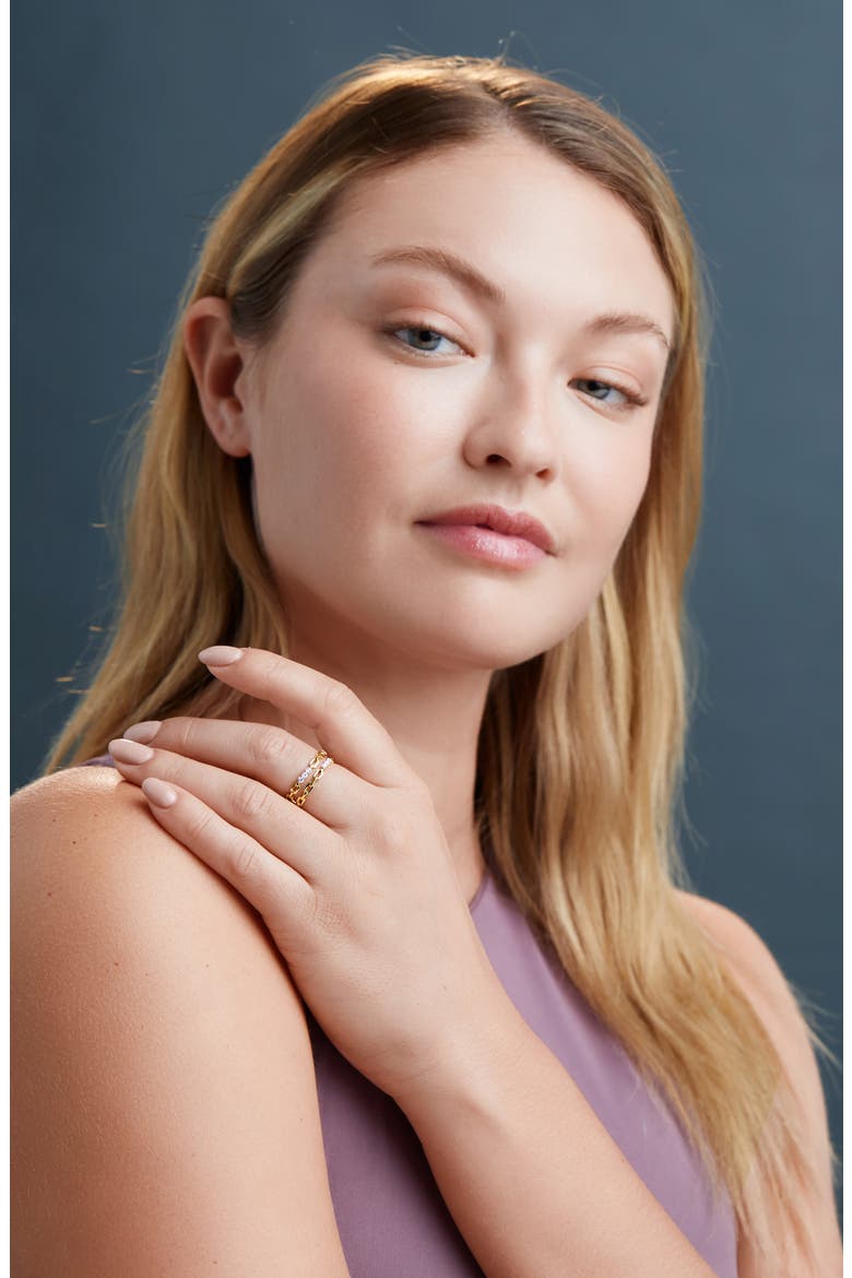 Varda Link Dual Row Diamond Ring (Nordstrom Exclusive), Alternate, color, 18K YELLOW GOLD