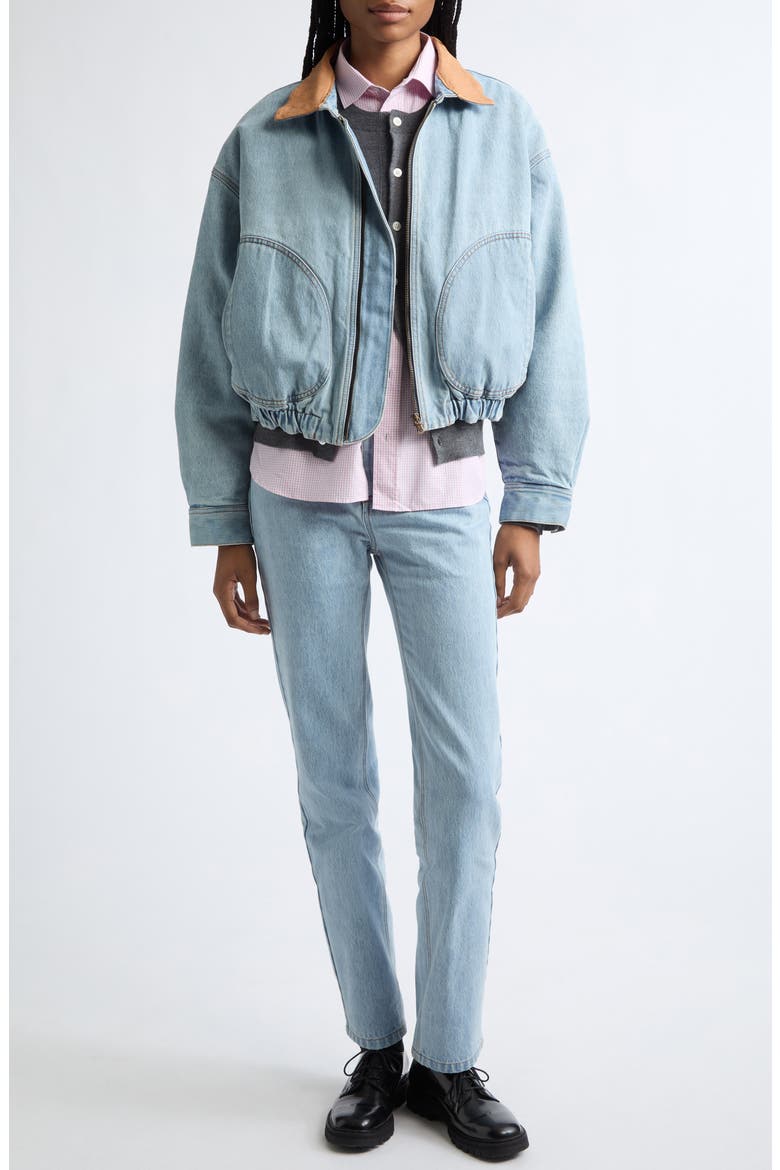 Cotton Denim Bomber Jacket, Alternate, color, STONEWASH