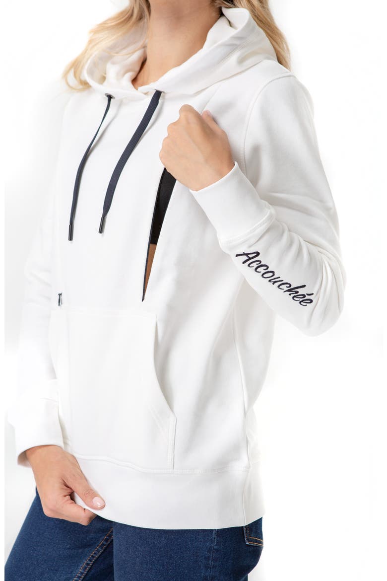 Iconic Maternity/Nursing Hoodie, Alternate, color, EGG SHELL