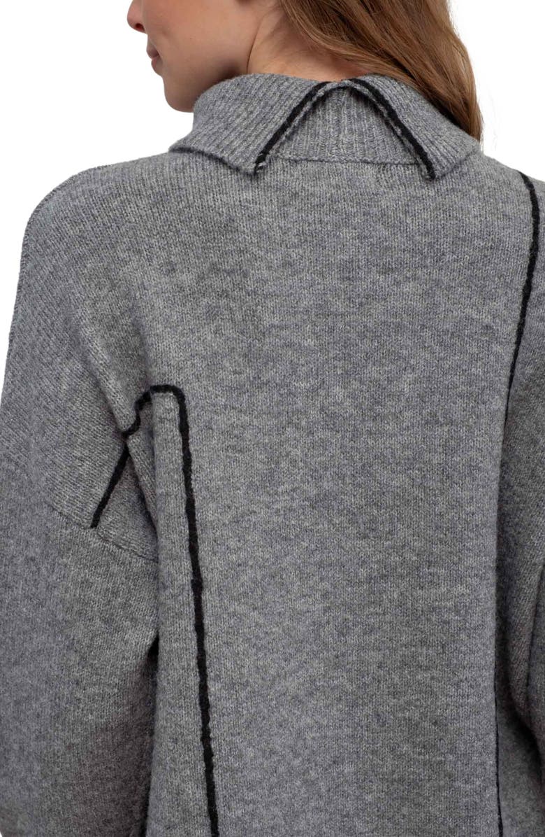 Blu Pepper Stripe Turtleneck Sweater, Alternate, color, Heather Grey