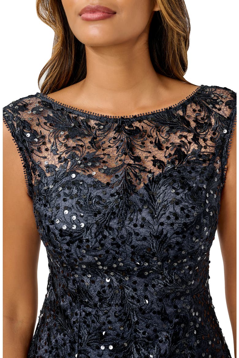 Embroidered Lace Cocktail Dress, Alternate, color, MIDNIGHT