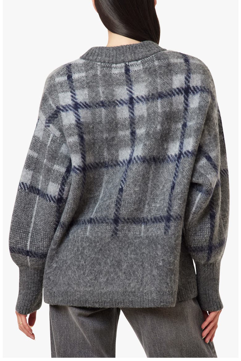 Brushed Plaid Sweater, Alternate, color, GREY