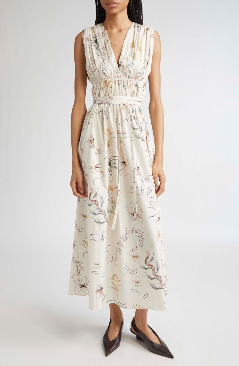 Altuzarra Fie Figurative Tattoo Print Midi Dress, Main, color, Ivory Tattoo Allover