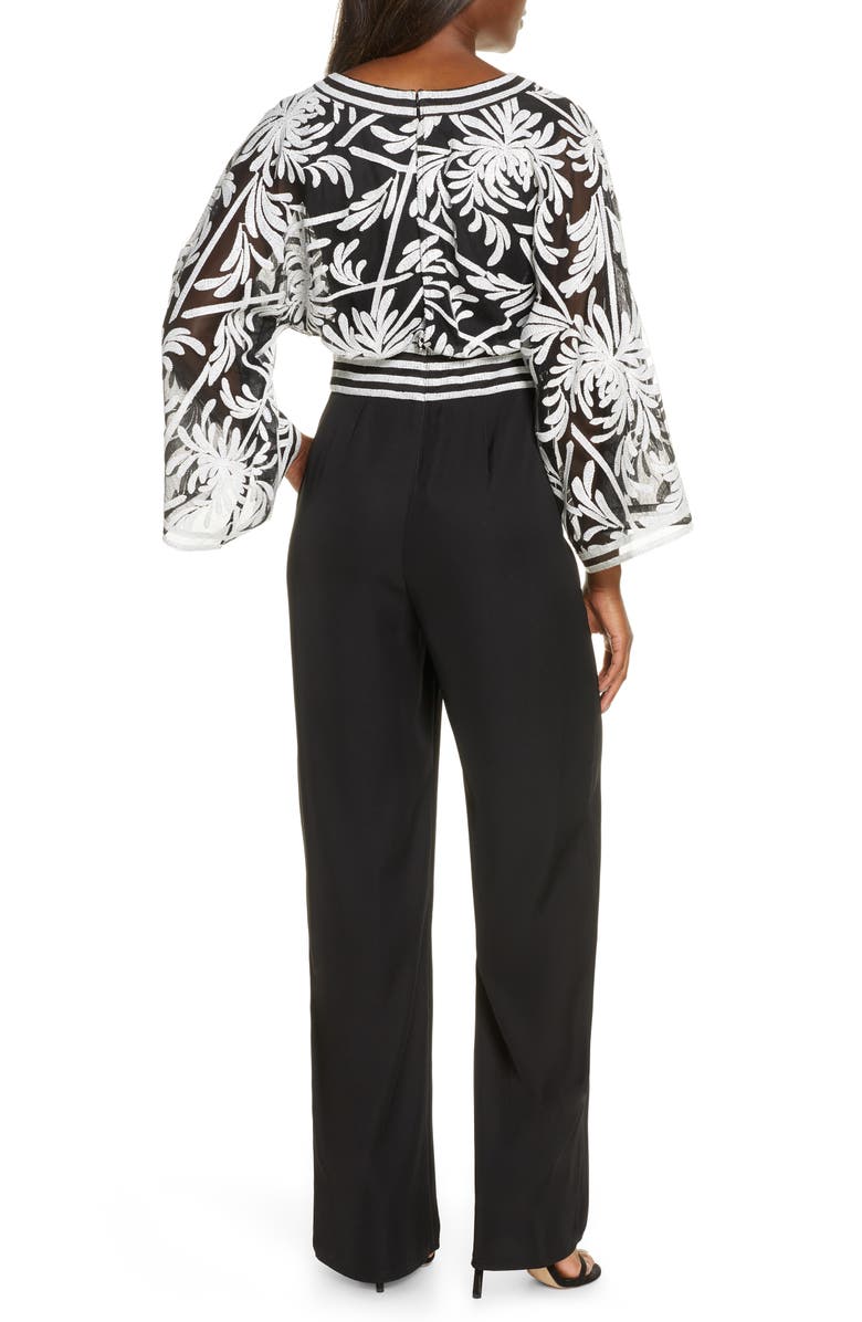 Tadashi Shoji Lace Crepe Jumpsuit, Alternate, color,