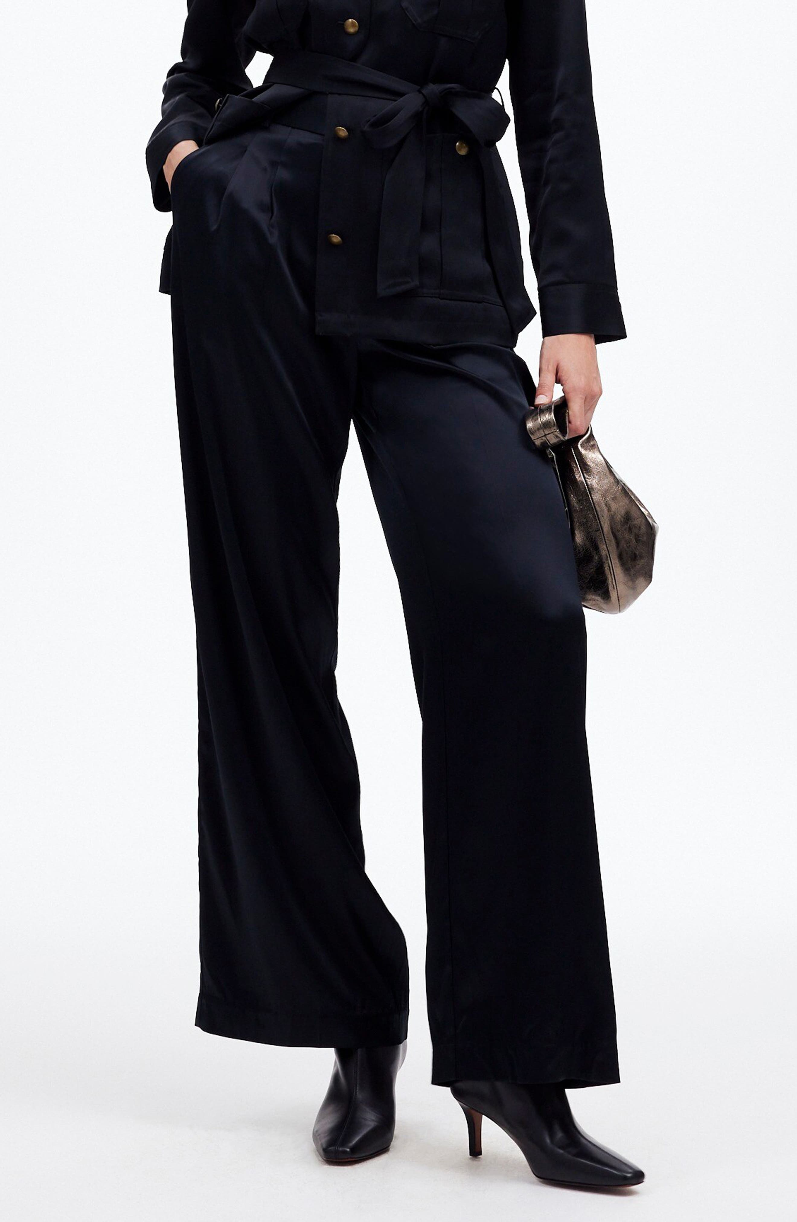 Madewell Superwide Leg Trousers in Stretch Satin