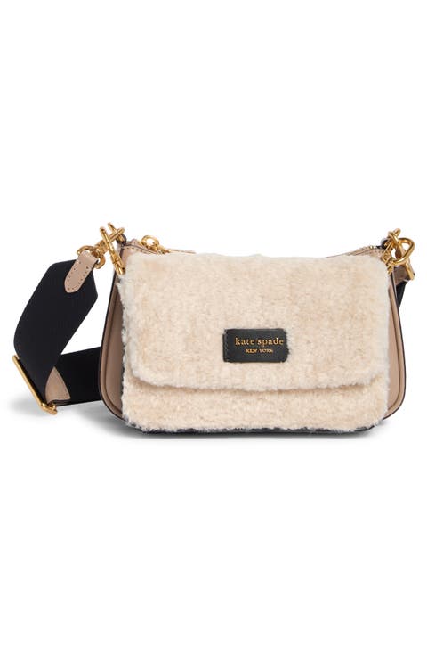 double up crossbody bag & faux shearling pouch