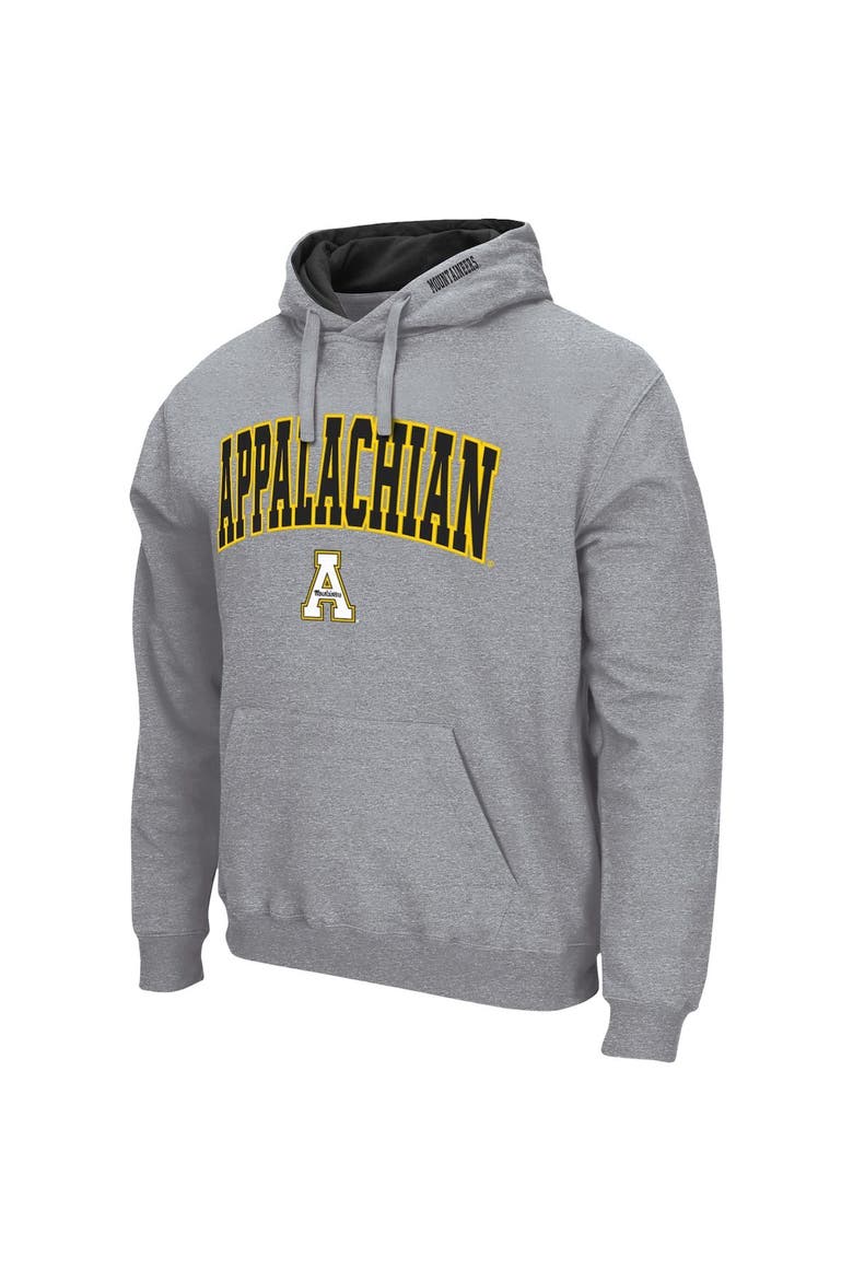 Men's Colosseum Heathered Gray Appalachian State Mountaineers Arch and Logo Pullover Hoodie, Alternate, color, Heather Gray