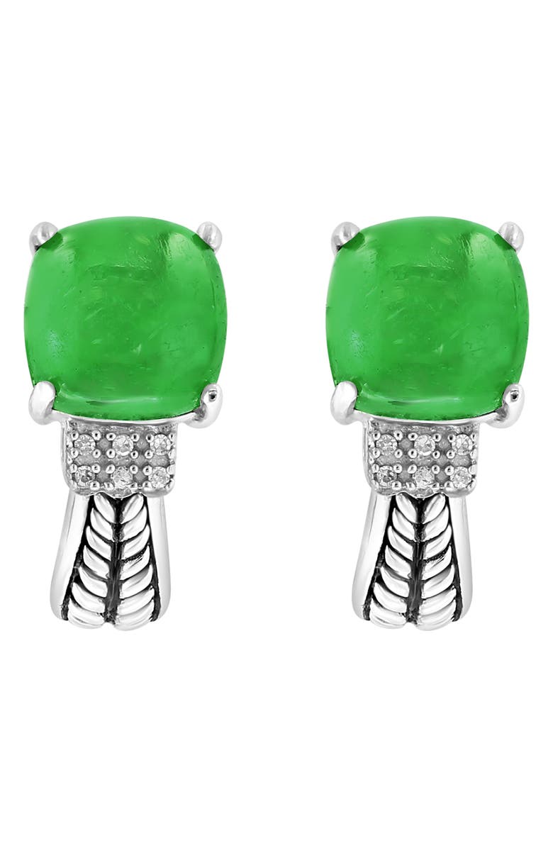 EFFY Sterling Silver Jade & Diamond Lever Back Earrings, Main, color,