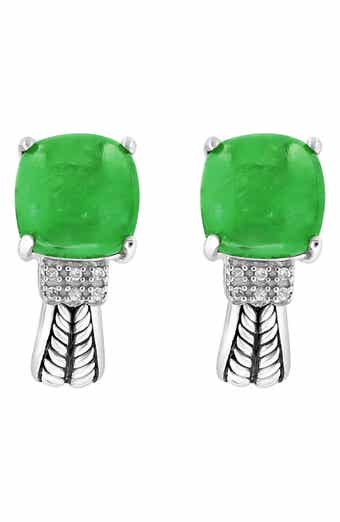 EFFY Sterling Silver Jade & Diamond Lever Back Earrings