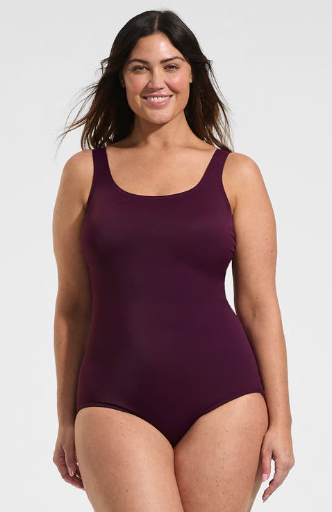 Plus Size DD-Cup Tugless Low Leg One Piece Swimsuit