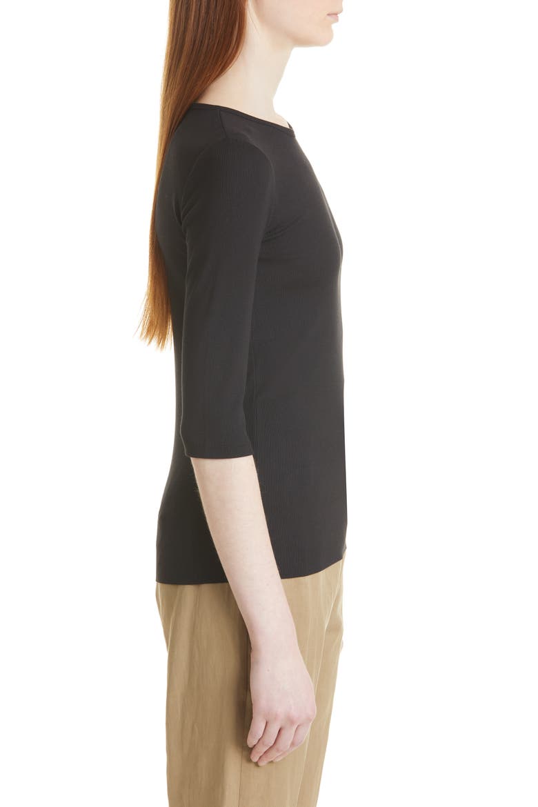 Elbow Sleeve Rib Top, Alternate, color, BLACK
