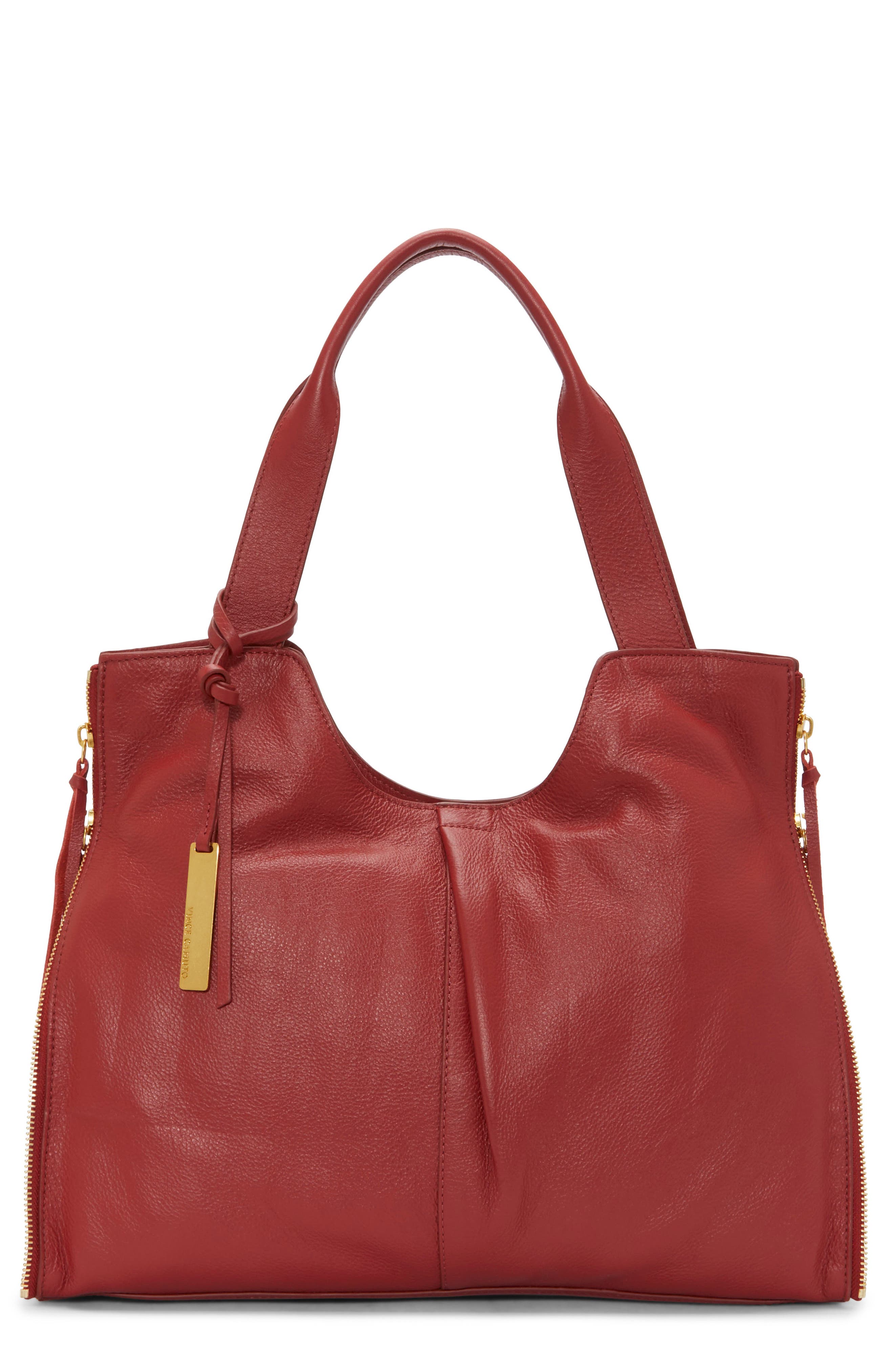 Vince Camuto Corla Leather Tote, Main, color, Scarlet Indpeb