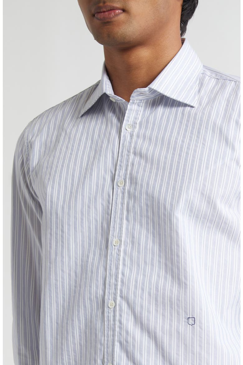 Genova Classic Stripe Cotton Button-Up Shirt, Alternate, color, ATLANTIC