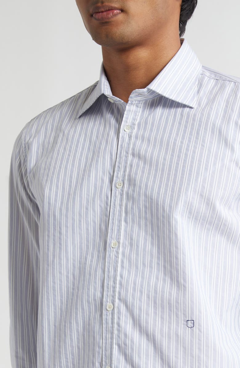 Massimo Alba Genova Classic Stripe Cotton Button-Up Shirt, Alternate, color, Atlantic