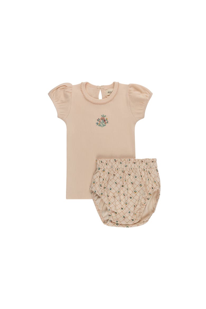 Floral Embroidered Collection - Girls Tshirt and Bloomer Set, Main, color, Pink