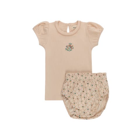 Floral Embroidered Collection - Girls Tshirt and Bloomer Set (Toddler)