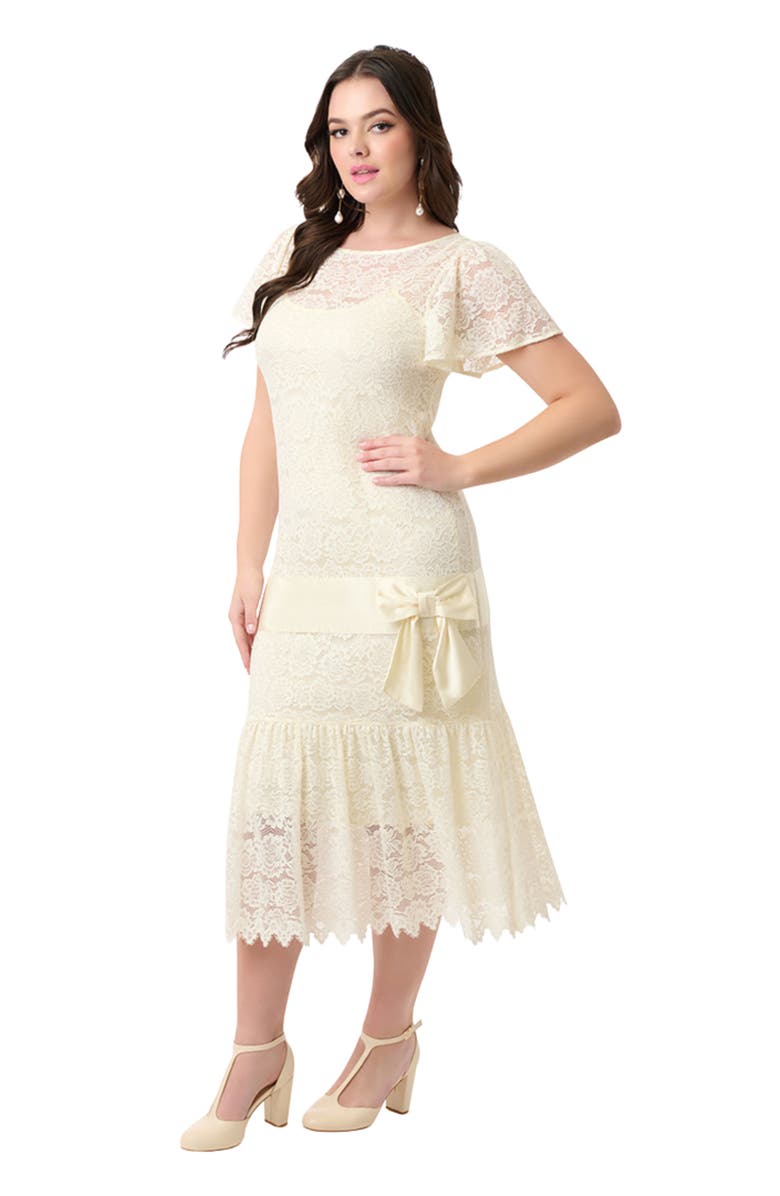 Unique Vintage 1920s Flutter Sleeve Flapper, Main, color, Ivory