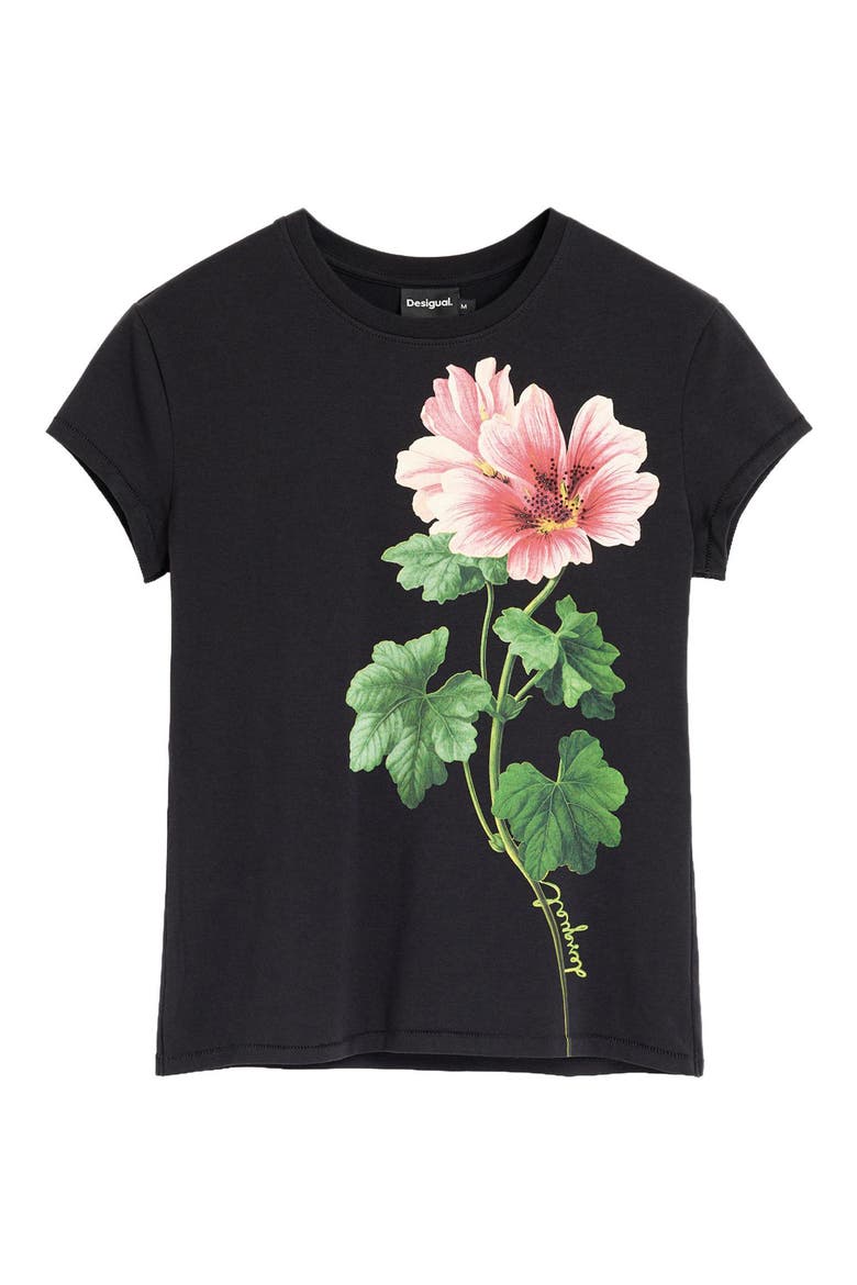 Floral Graphic T-Shirt, Alternate, color, BLACK