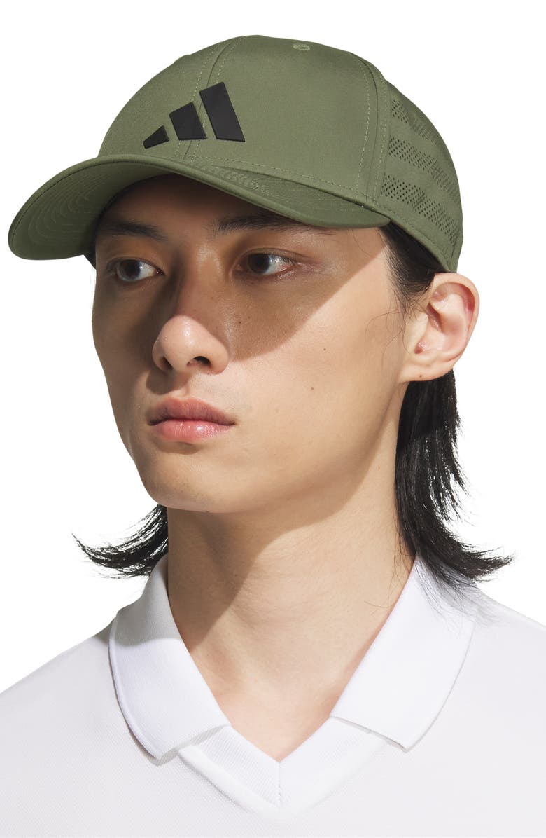 adidas Gameday 4 AEROREADY Stretch Fit Baseball Cap, Alternate, color, Olive Strata/ Black