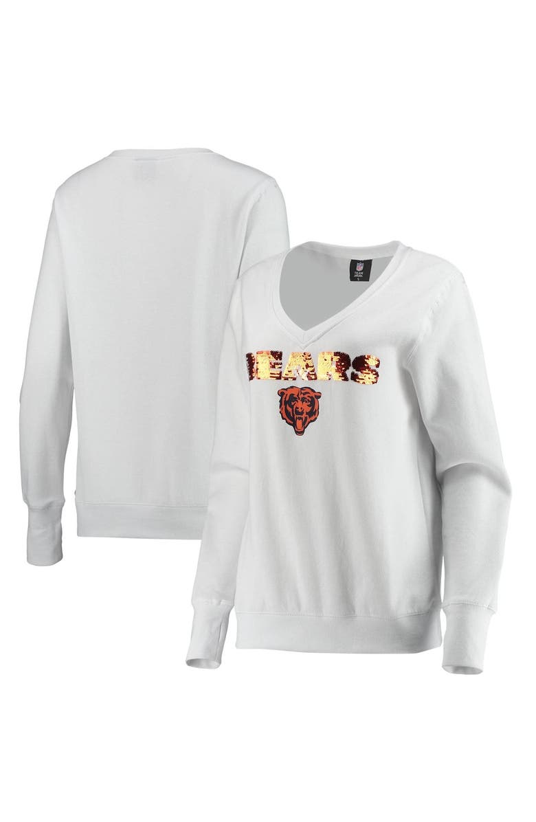 CUCE Women's Cuce White Chicago Bears Victory V-Neck Pullover Sweatshirt, Main, color, 