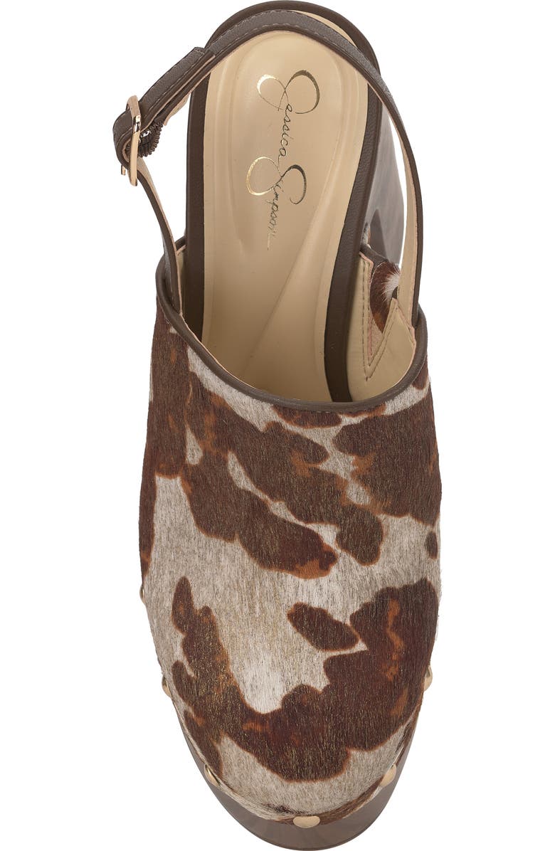 Jessica Simpson Cazea Genuine Calf Hair Slingback Platform Sandal, Alternate, color, Beige/ Gold