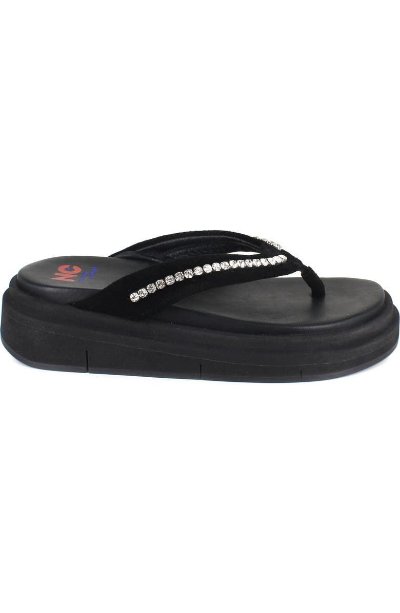 National Comfort Kayra Crystal Flip Flop, Alternate, color, Black Suede