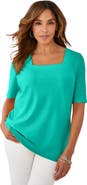 Jessica London Stretch Cotton Square Neck Tee