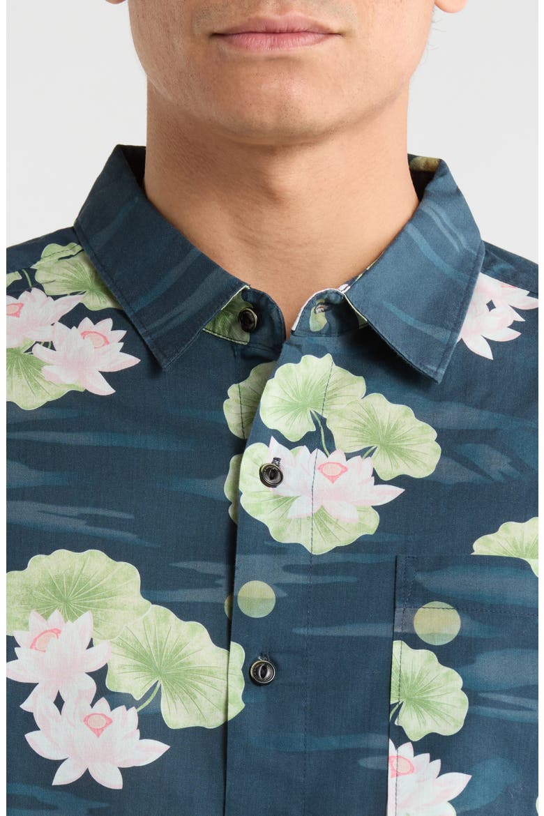 Journey Floral Short Sleeve Button-Up Shirt, Alternate, color, NAVY FLORA