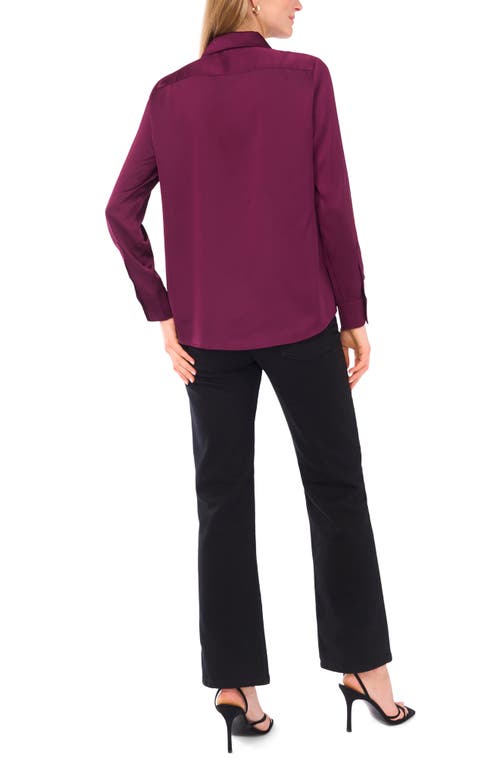 Vince Camuto Satin Long Sleeve Button-up Shirt In Purple