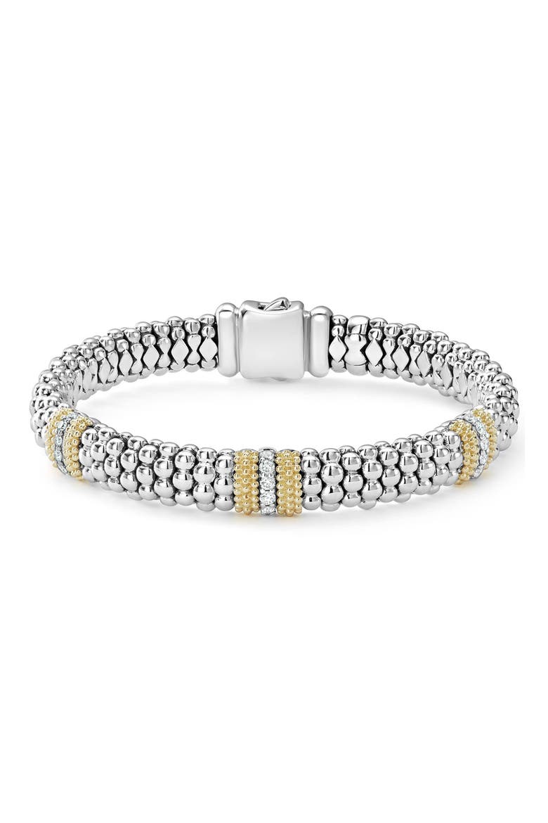 Lux 18k Gold Diamond Station Bracelet, Main, color, SILVER